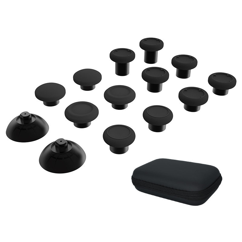 Yoshhe Electro Adjustable Interchangeable Thumbstick Caps, Tool-Free Snap-On Mushroom Grips Compatible with PS4/PS5/Switch Pro, 3 Heights & 3 Styles, Wear-Resistant TPE Anti-Slip Material, Available in Bulk & Retail Pack for Game Repair Wholesale  