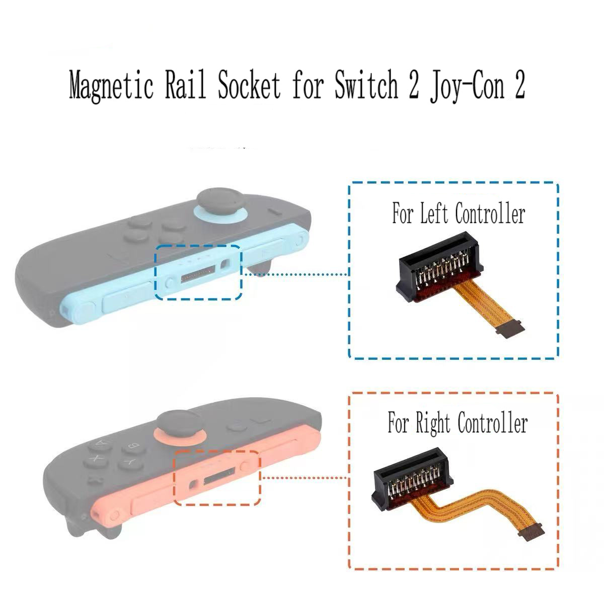 17Pin Magnetic Slide Rail Connector Flex Cable Replacement for Nintendo Switch 2 Joy-Con 2 Left & Right Controller